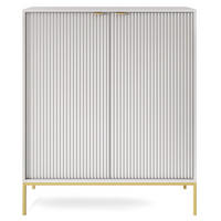HIGHBOARD Vellore Grau mit goldenen Metallbeinen 104 cm - Goldfarben/Grau, Holzwerkstoff/Metall (104/125/39cm) - Selsey