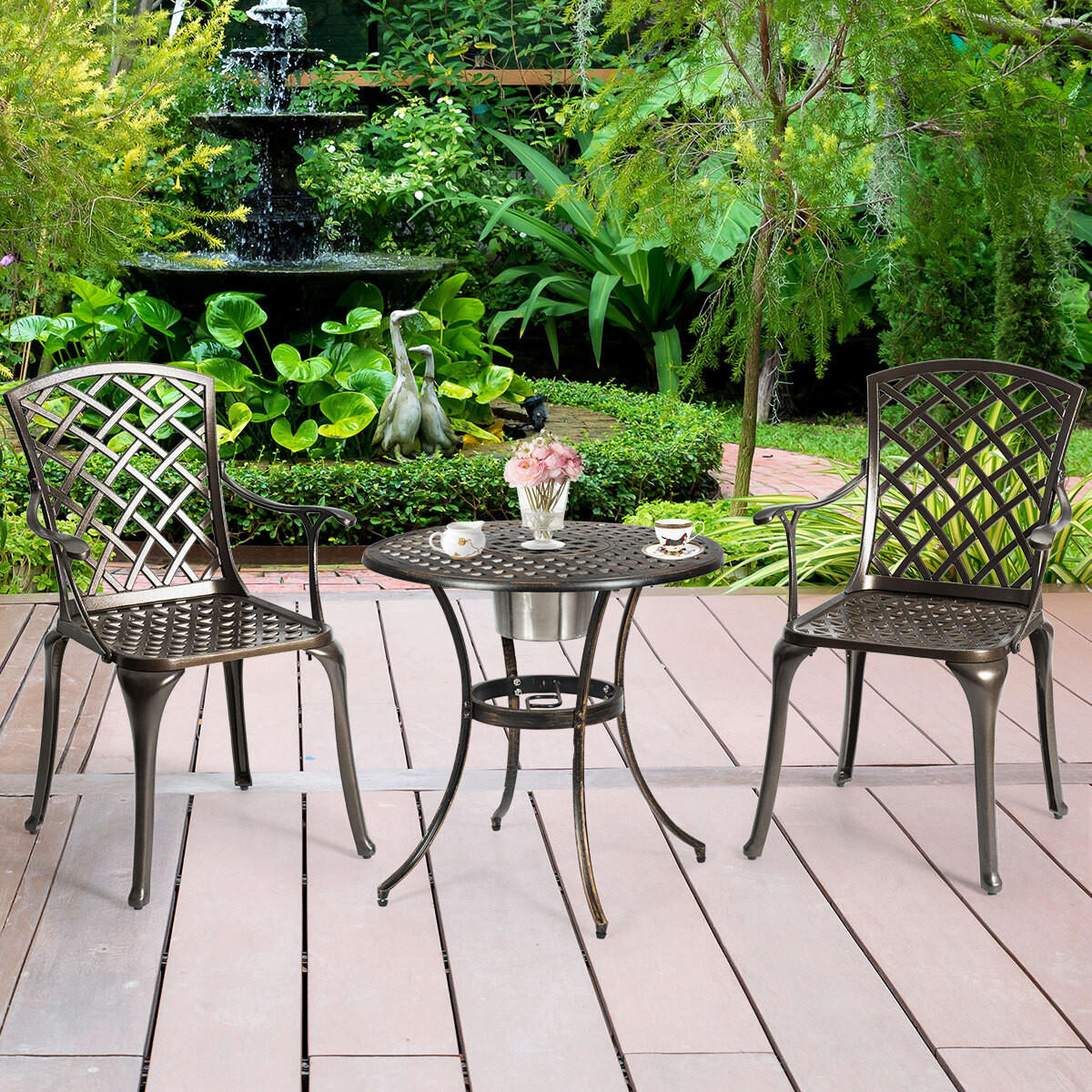GARTENSTÜHLE Schwarz(2er-Set) - Schwarz, Metall (46/94/52cm) - COSTWAY