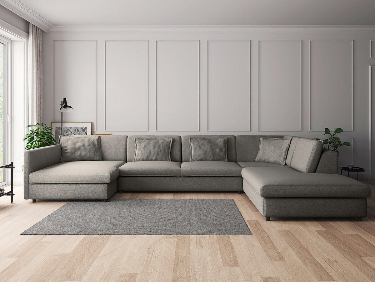 WOHNLANDSCHAFT - Schwarz/Grau, Kunststoff/Textil (431/84/272cm) - home24