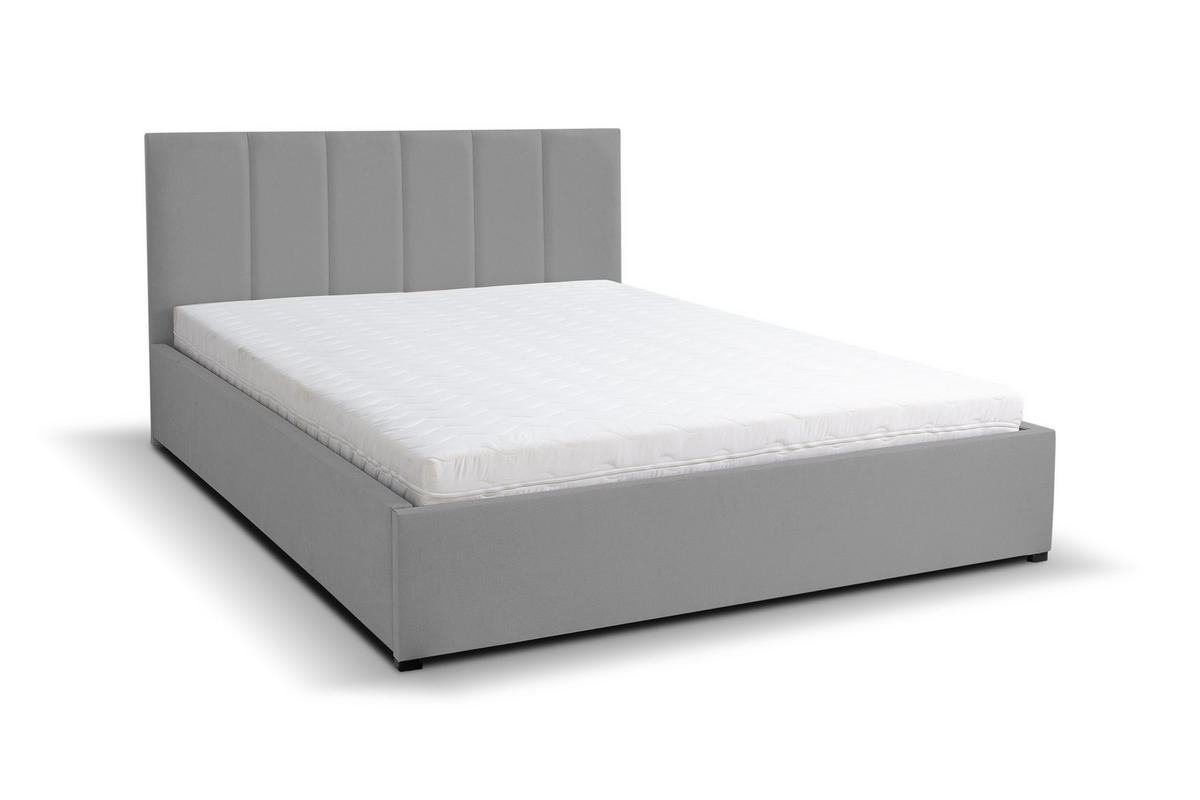 POLSTERBETT LISA mit Kopfteil, 180 x200 cm, Doppelbett mit Bettkasten und Lattenrost aus Velourstoff, Velourstoff, Frabe: Grau - Grau, Holz/Kunststoff (180/200cm) - VENASI MÖBEL