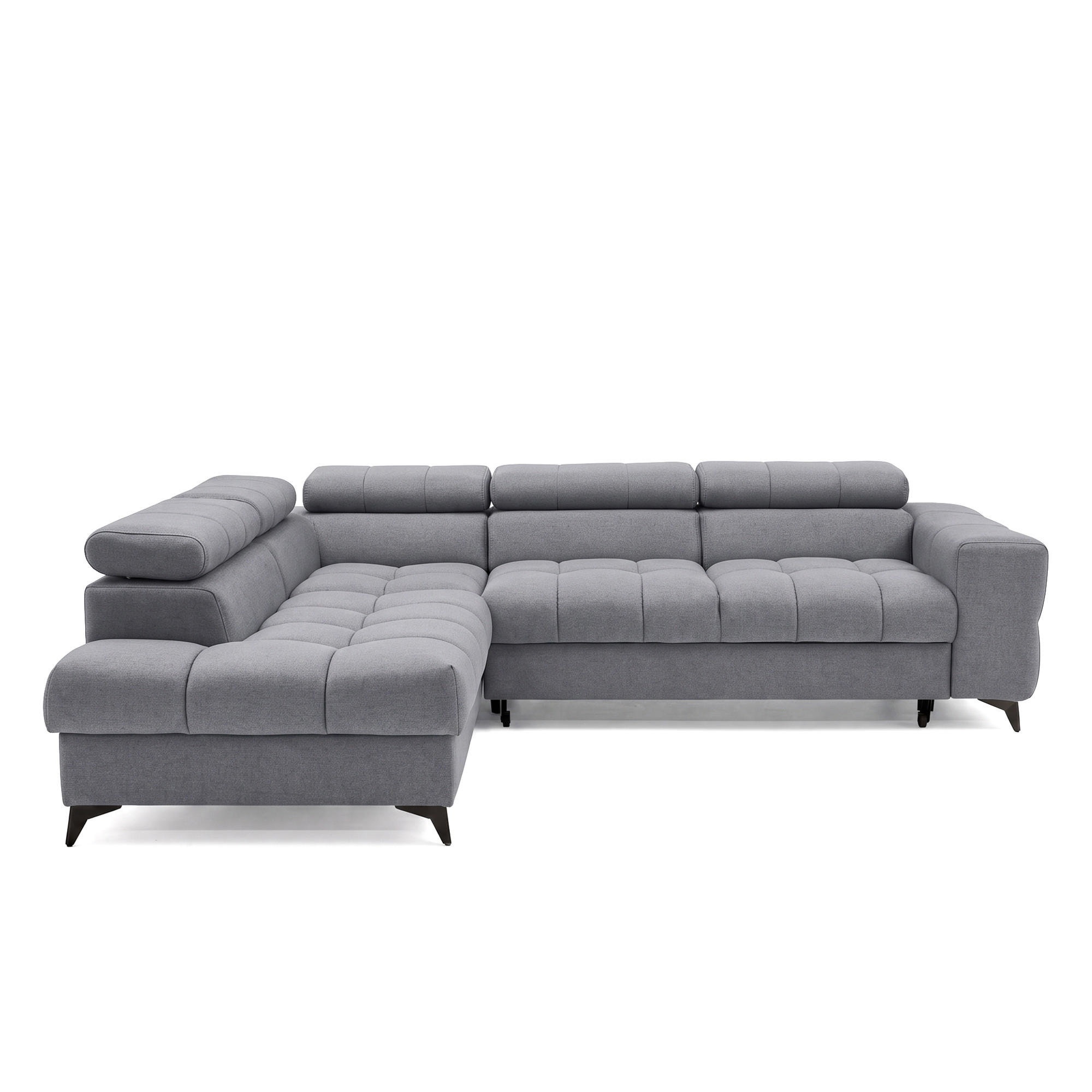 ECKSOFA PUDDING L Links mit Schlaffunktion 125x195 Velours Dunkelgrau - Dunkelgrau/Schwarz, Holz/Textil (203/275cm) - Muffo