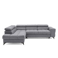 ECKSOFA PUDDING L Links mit Schlaffunktion 125x195 Velours Dunkelgrau - Dunkelgrau/Schwarz, Holz/Textil (203/275cm) - Muffo