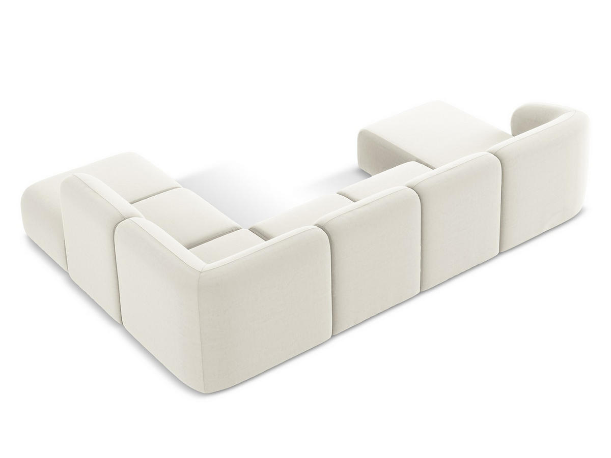 POUF Bouclé Stoff Weiß - Schwarz/Weiß, Holzwerkstoff/Kunststoff (72/42/94cm) - Makamii