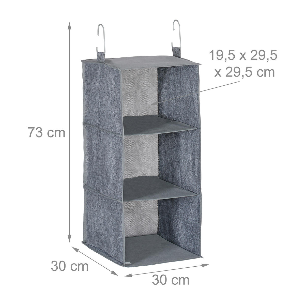 2XVEŠIAK na oblečenie - sivá, textil/plast (30cm) - Relaxdays