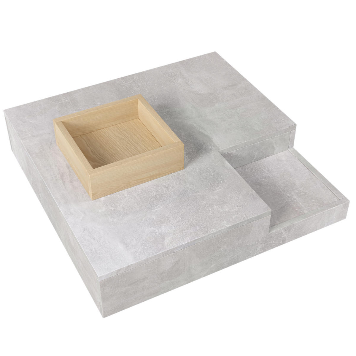 COUCHTISCH 72/72/30 cm in Betongrau mit herausnehmbarer Aufbewahrungsbox - Grau, Holzwerkstoff (72/72/30cm) - Flora Grace