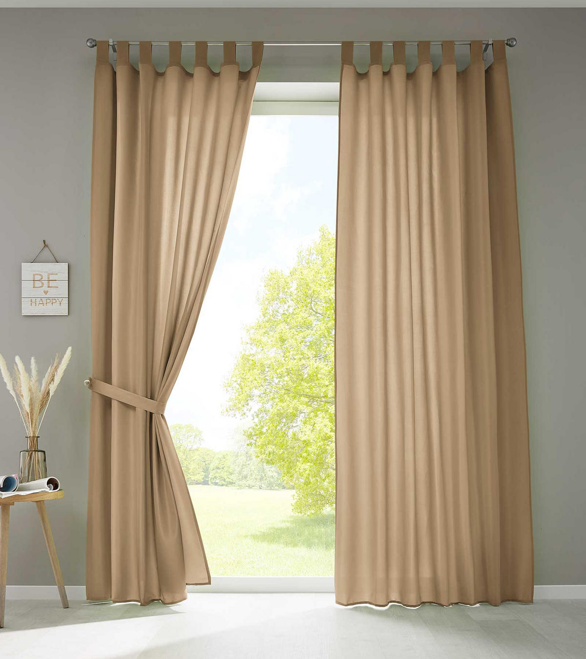 VORHANG 2ER SET POTSDAM HxB 245x140 cm Sand - Sandfarben, Textil (140/245cm) - Gardinenbox