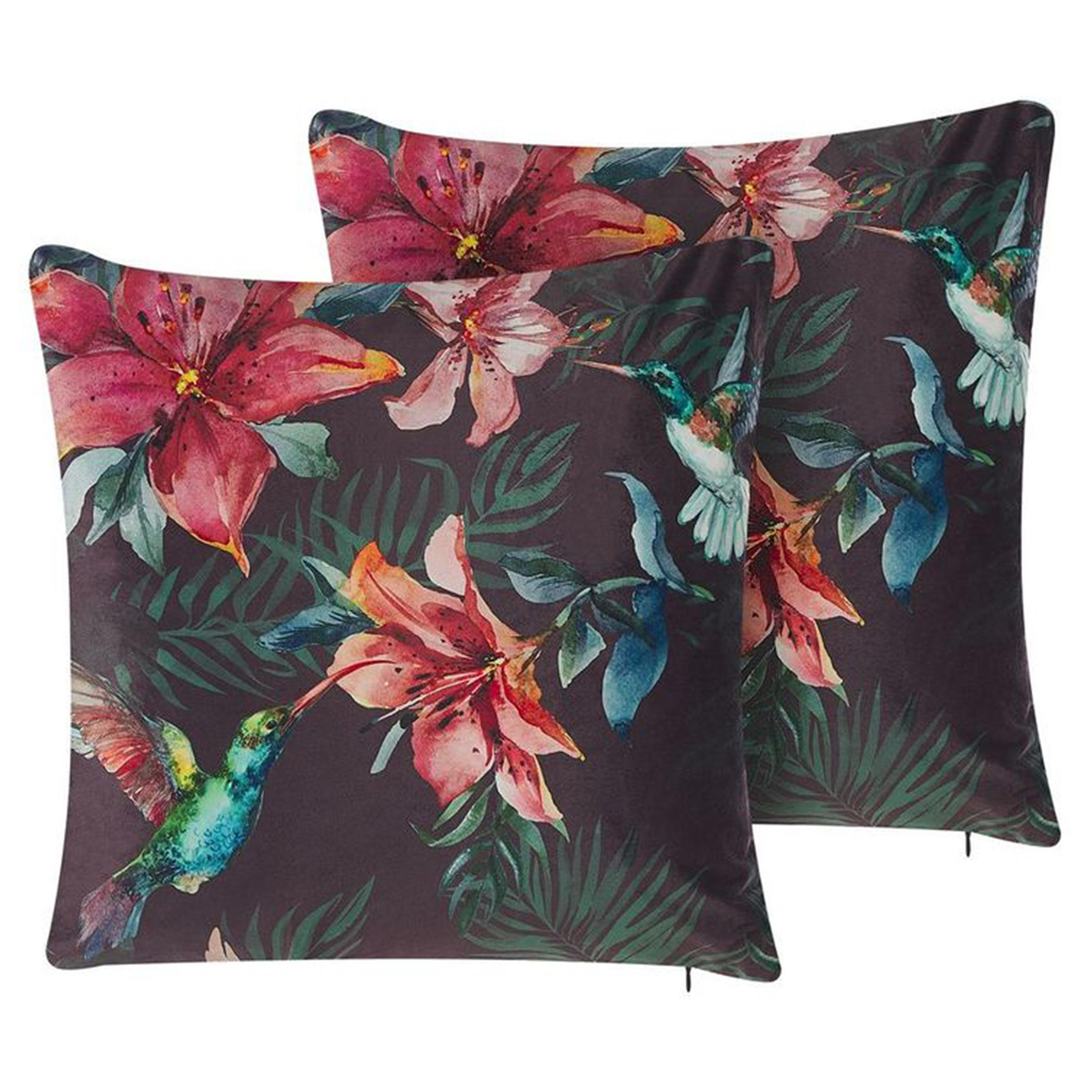 DEKOKISSEN 2er-Set Bunt 45/45 cm Dichondra - Multicolor, Textil (45/45cm) - Beliani