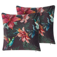 DEKOKISSEN 2er-Set Bunt 45/45 cm Dichondra - Multicolor, Textil (45/45cm) - Beliani