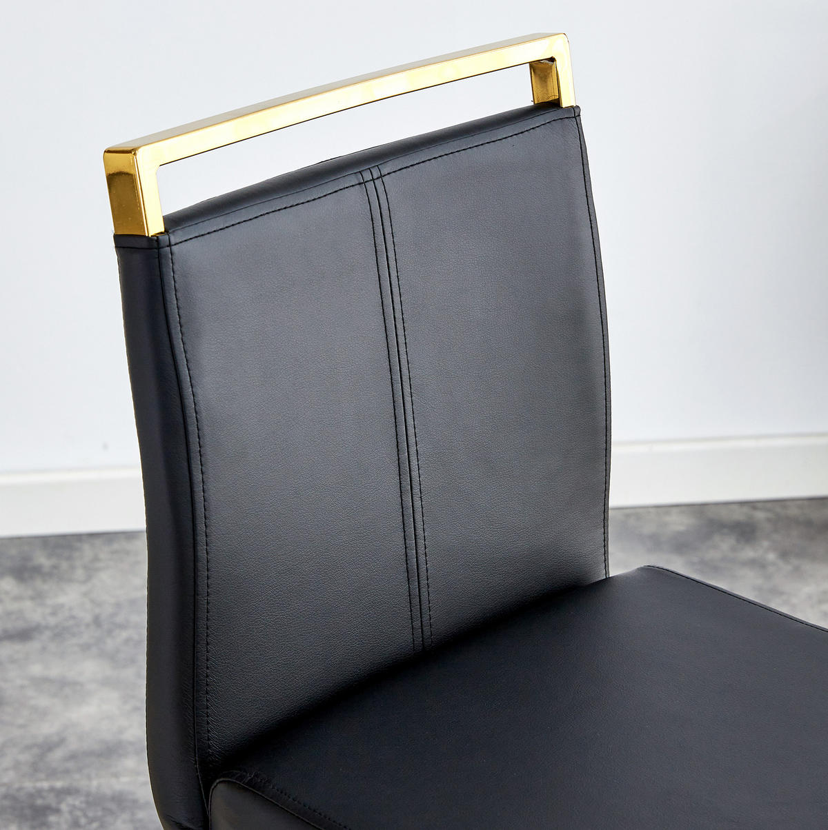 BARHOCKER 2er-Set 96,5 cm Metall/Kunstleder Schwarz Goldfarben - Schwarz, Metall (46.5/96.5/39.1cm) - Meubliv
