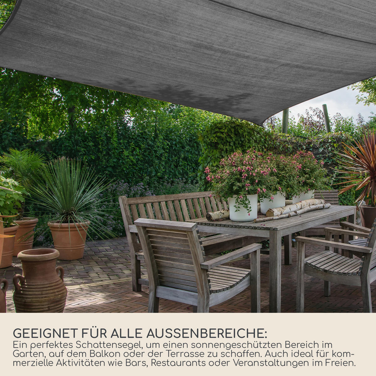 SONNENSEGEL Grau 360/360/1 cm - Grau, Kunststoff (360/360cm) - Mobili Rebecca