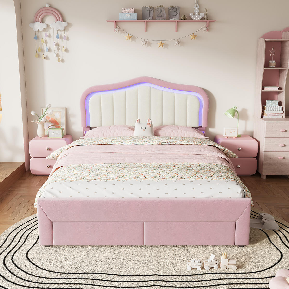 KINDERBETT 140/200 cm Rosa - Pink, Textil
