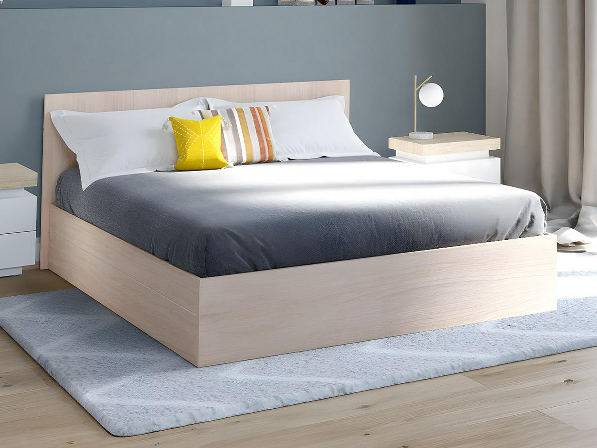 BETT mit Bettkasten - 2 Personen - Holz, Platte - Naturfarben Hell - Naturfarben, Holz (160/200cm) - Vente-Unique