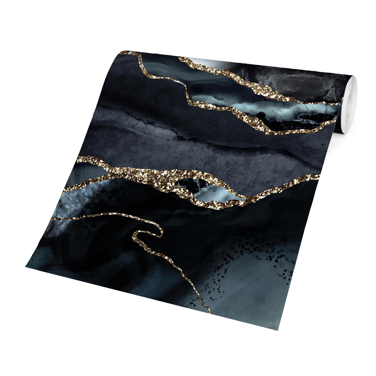 FOTOTAPETE Schwarz mit Glitzer Gold 240/240 cm - Schwarz, Papier (240/240cm) - Bilderwelten