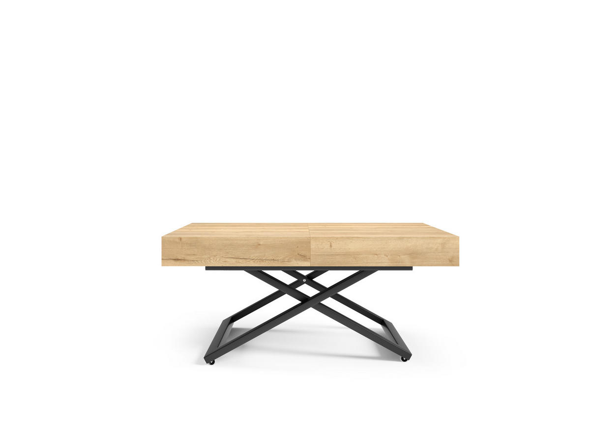 COUCHTISCH SANNA U - Hellbraun/Schwarz, Holzwerkstoff/Metall (80/120/27cm) - Meblini