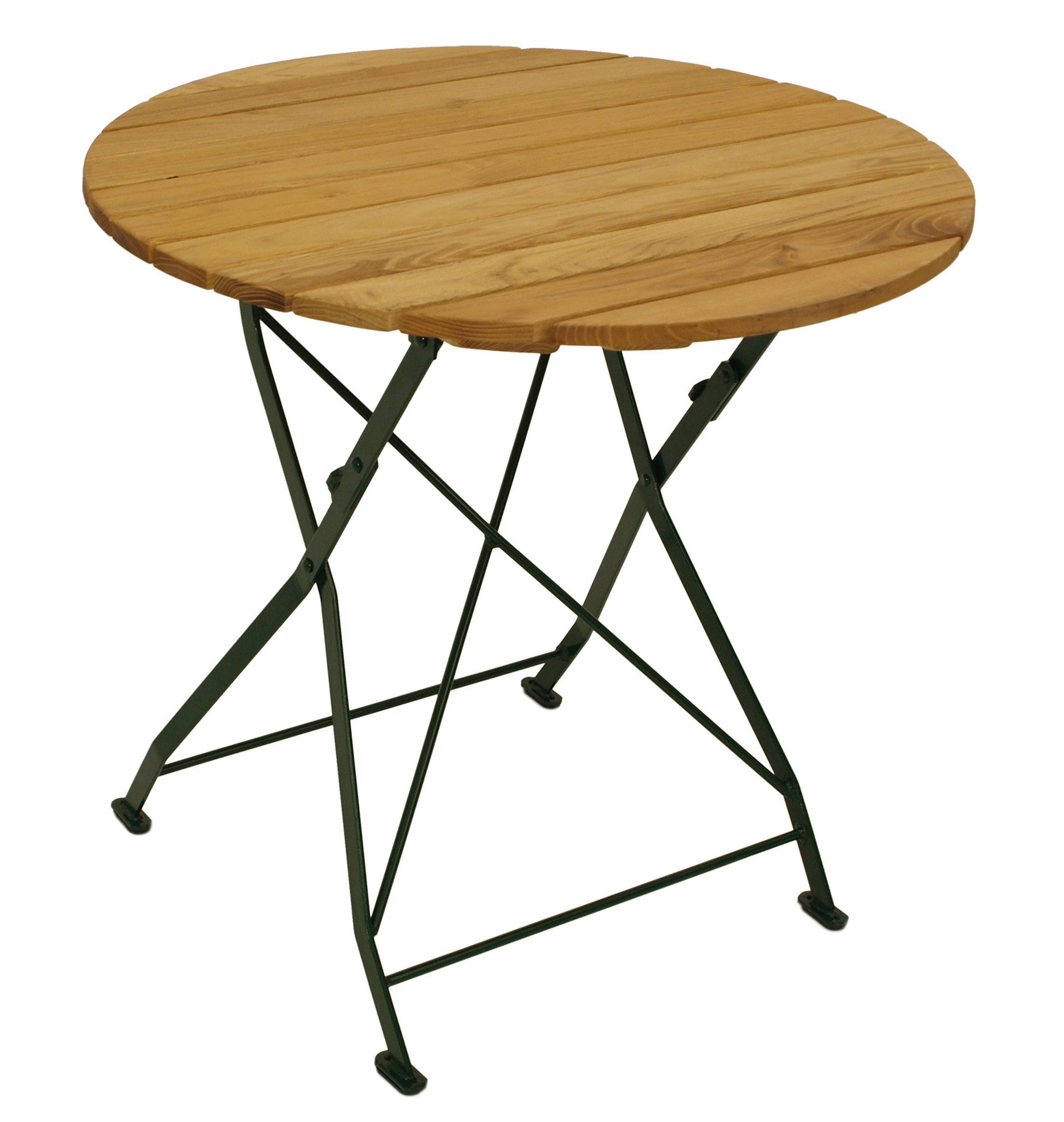 KLAPPTISCH Bad Belzig aus Robinienholz 77 cm rund, Stahlgestell Grün - Braun, Holz (77/77/72cm) - TPFGarden