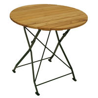 KLAPPTISCH Bad Belzig aus Robinienholz 77 cm rund, Stahlgestell Grün - Braun, Holz (77/77/72cm) - TPFGarden