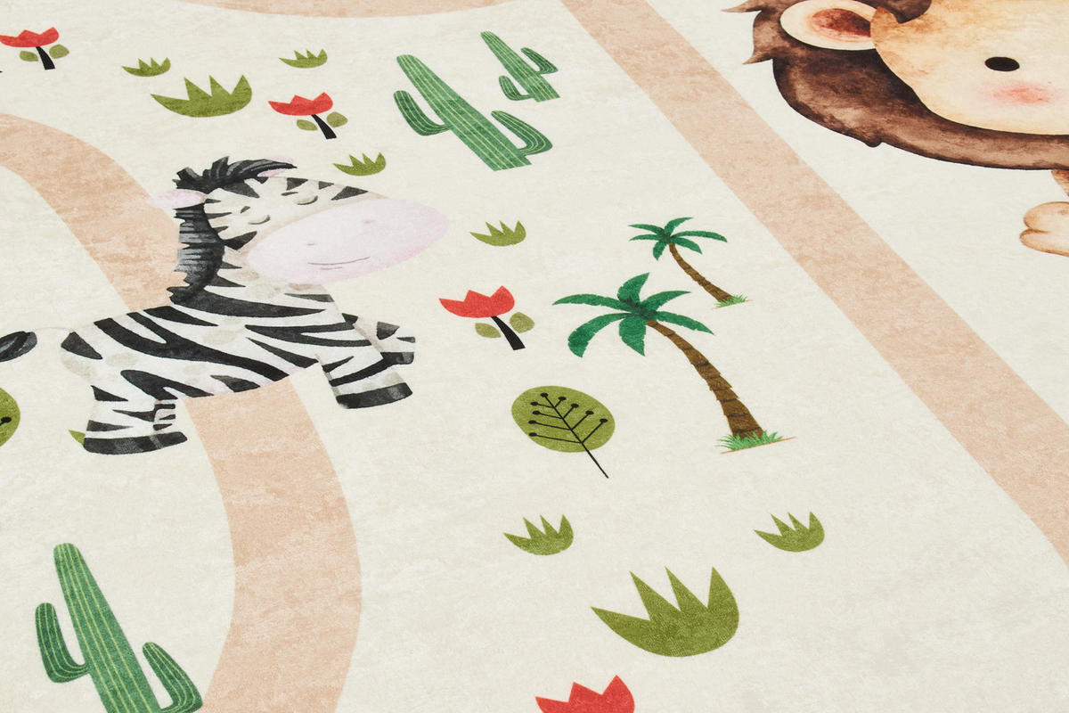KINDERTEPPICH mit Zoo-Motiv Happy 120x160 cm - Beige, Textil (120/160cm) - Nazar Rugs
