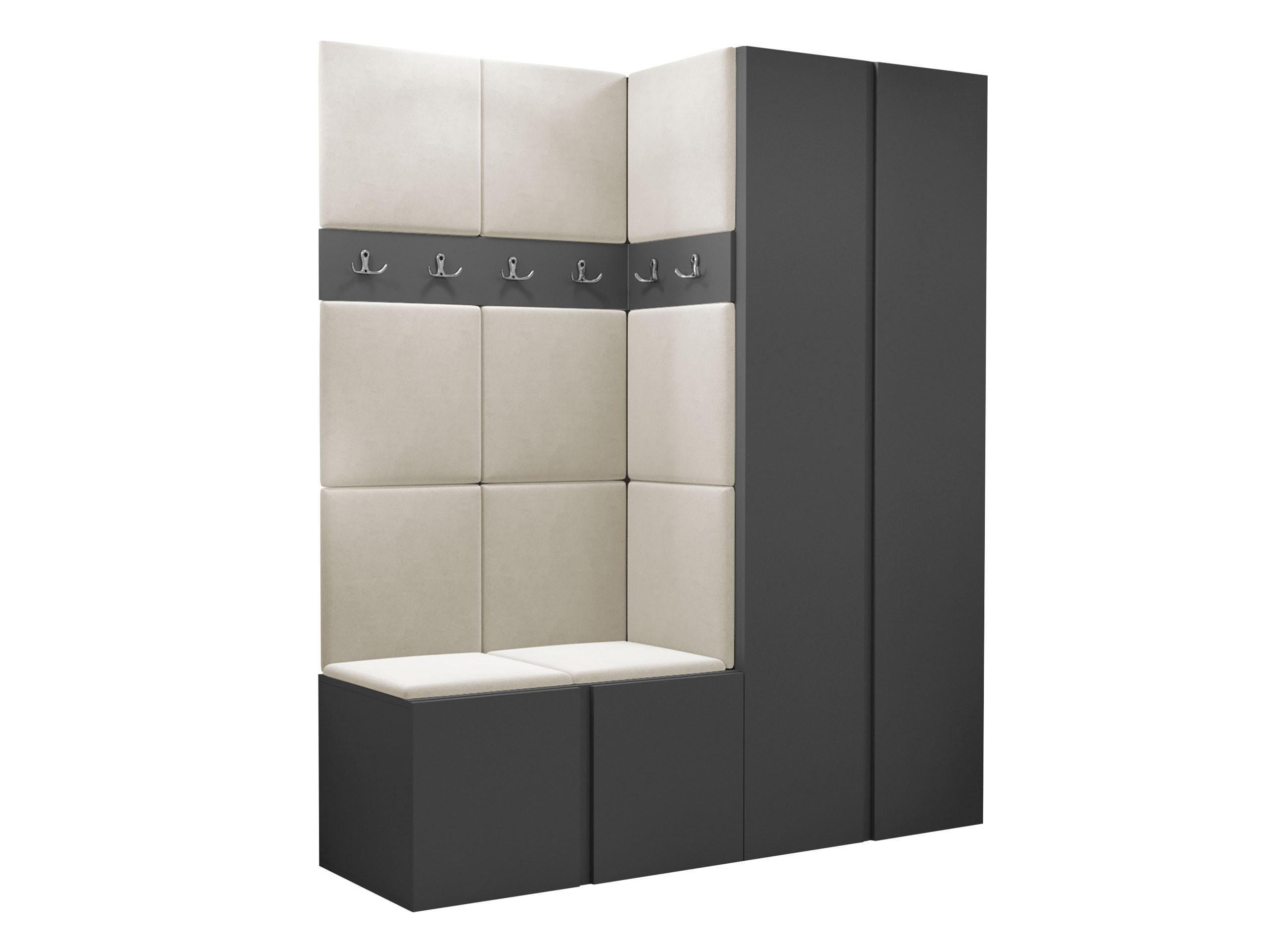 GARDEROBEN-SET Orion III - Beige/Graphitfarben, Holzwerkstoff/Kunststoff (158/186/46cm) - MIRJAN24