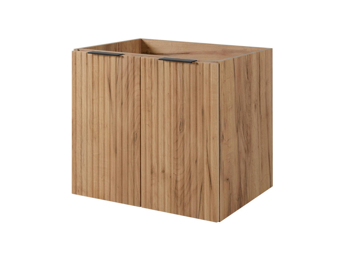 WASCHBECKUNTERSCHRANK FLOW mit Regal + Platte Schwarz matt 160/57/46 cm - Schwarz, Holzwerkstoff (160/57/46cm) - Rodan