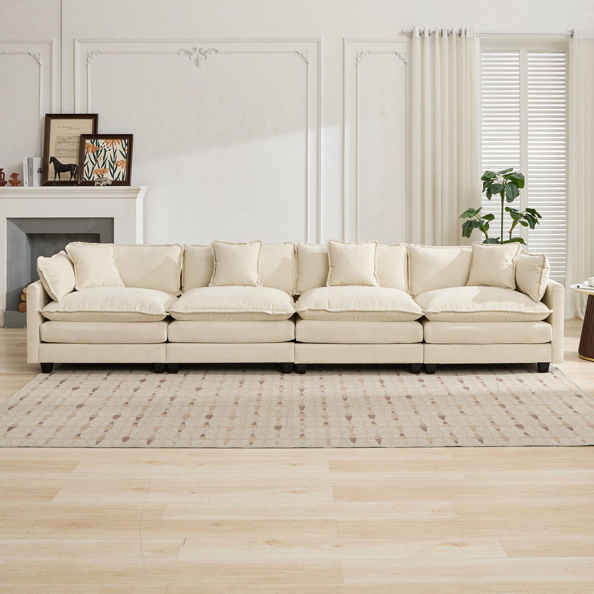 4-SITZER-SOFA aus Chenille mit modularem Design, beige - Beige, Textil (75/84/380cm) - Luhomfu
