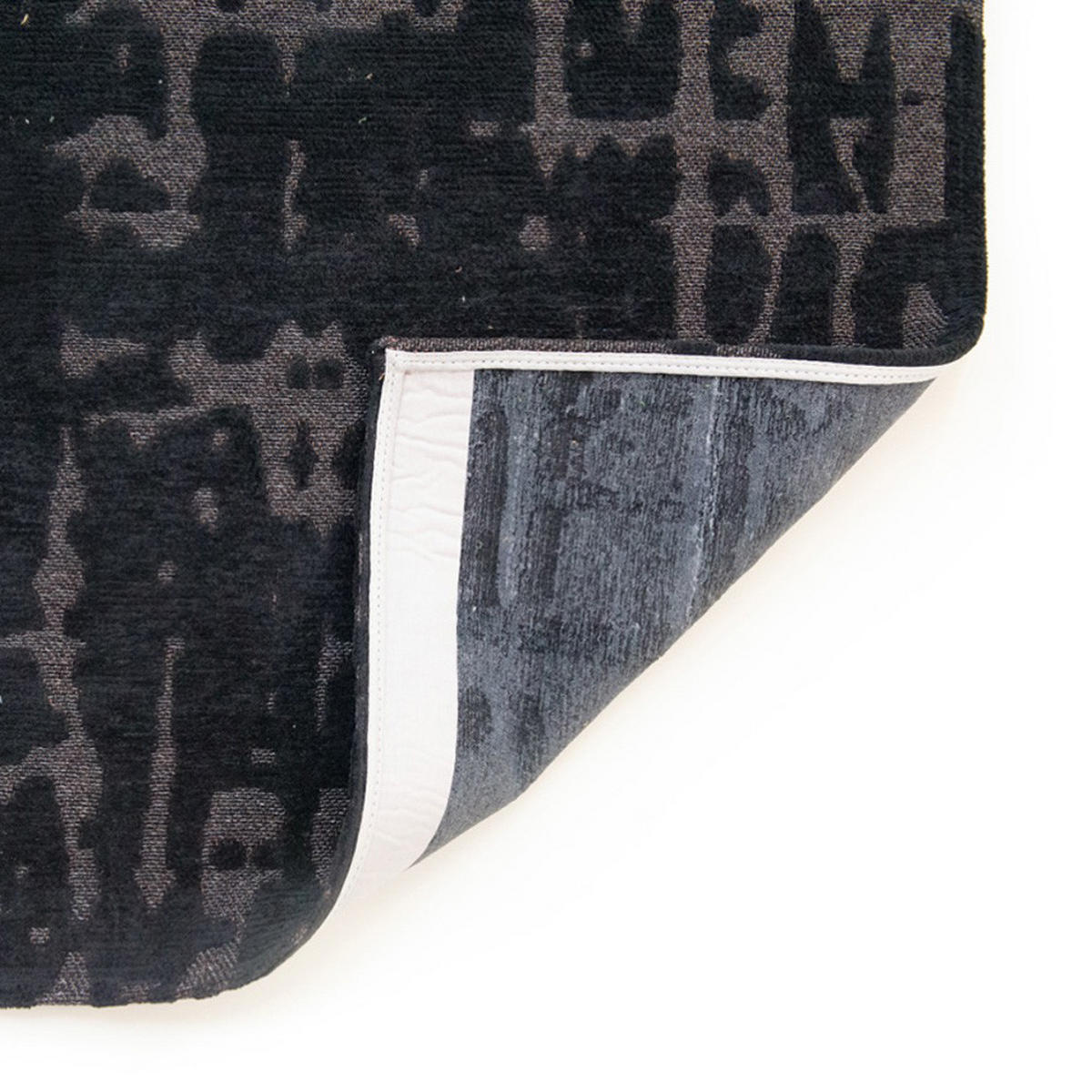 TEPPICH Black Water Structures Baobab 80/250 cm - Schwarz, Textil (80/250cm) - Louis De Poortere