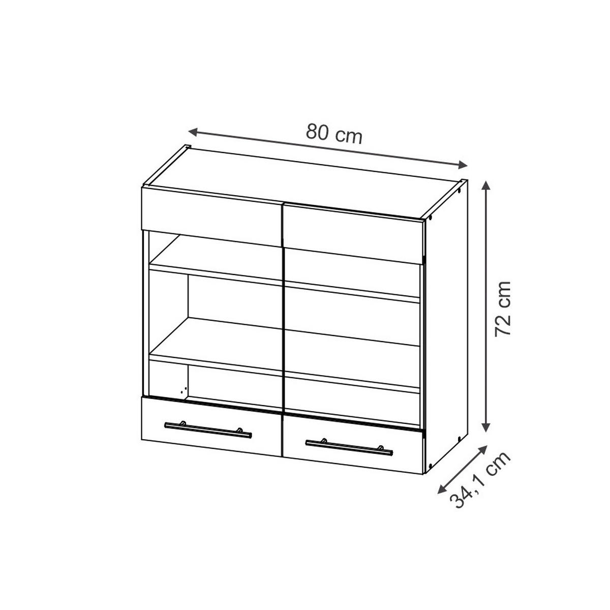 VISEĆI ORMAR S STAKLENIM VRATIMA Fame-Line Bijela Seoska 80 cm - hrast medunac/bijela, drvni materijal (80/72/34.1cm) - Vicco