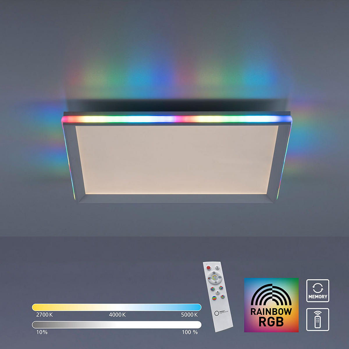 LED DECKENLEUCHTE Weiß mit Fernbedienung - Weiß, Metall (45/45/6.5cm)