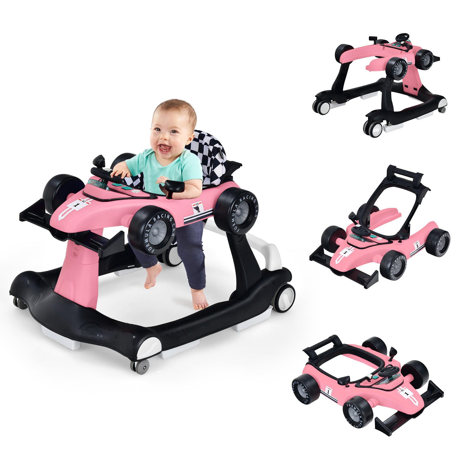 LAUFLERNWAGEN Pink - Pink, Kunststoff (64/56/73cm) - COSTWAY