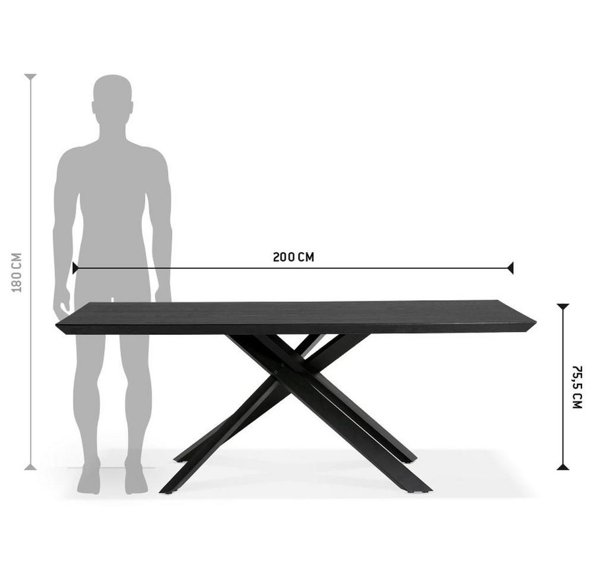 ESSTISCH Massivholz Metall X-Gestell Verschiedene Varianten NERIXO, Schwarz 200x100x75,5 cm - Schwarz, Holz/Metall (100/200/76cm) - KADIMA DESIGN