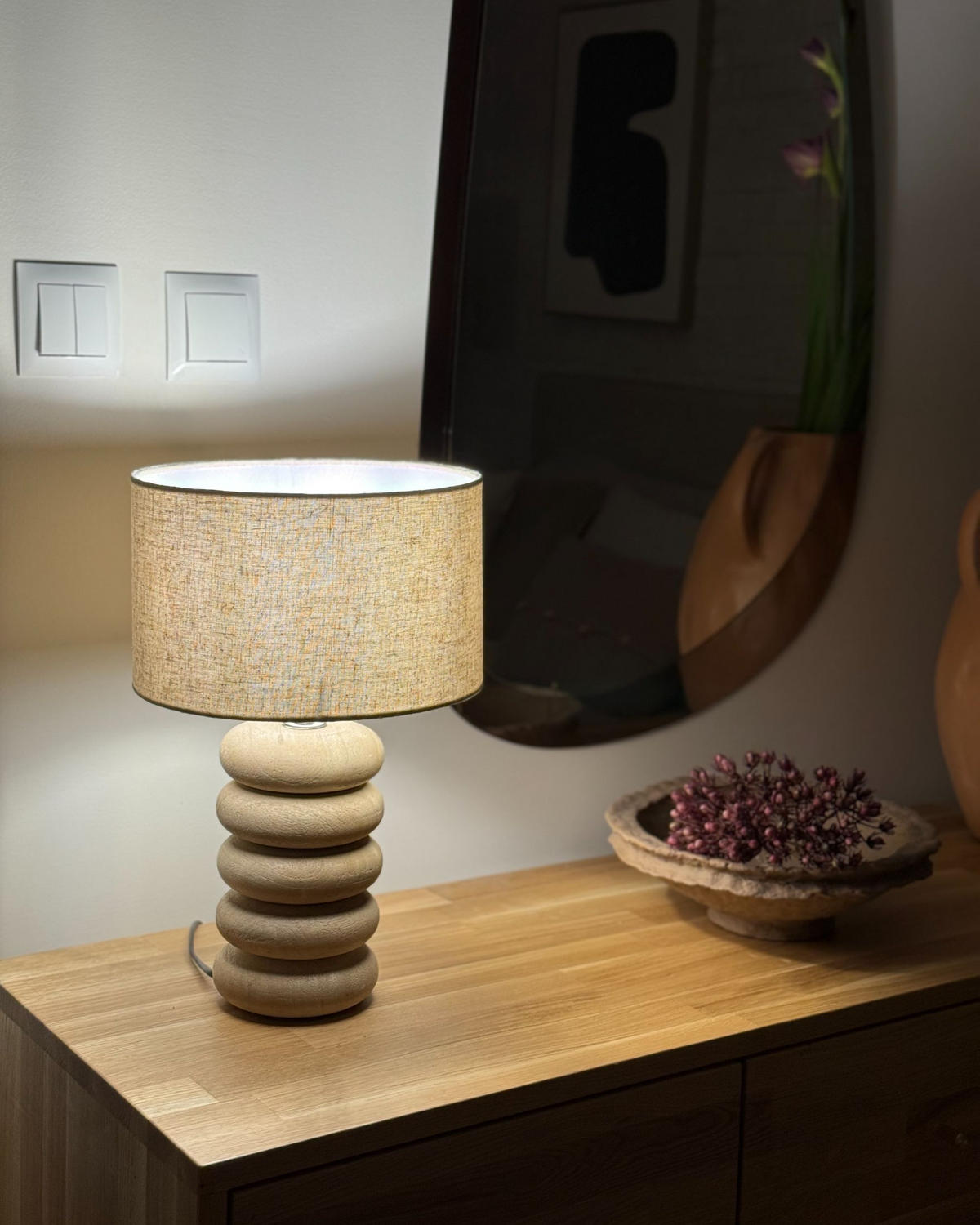 TISCHLAMPE Mangoholz Hellbraun Betwa - Hellbraun/Beige, Holz (25/25/41cm) - Beliani