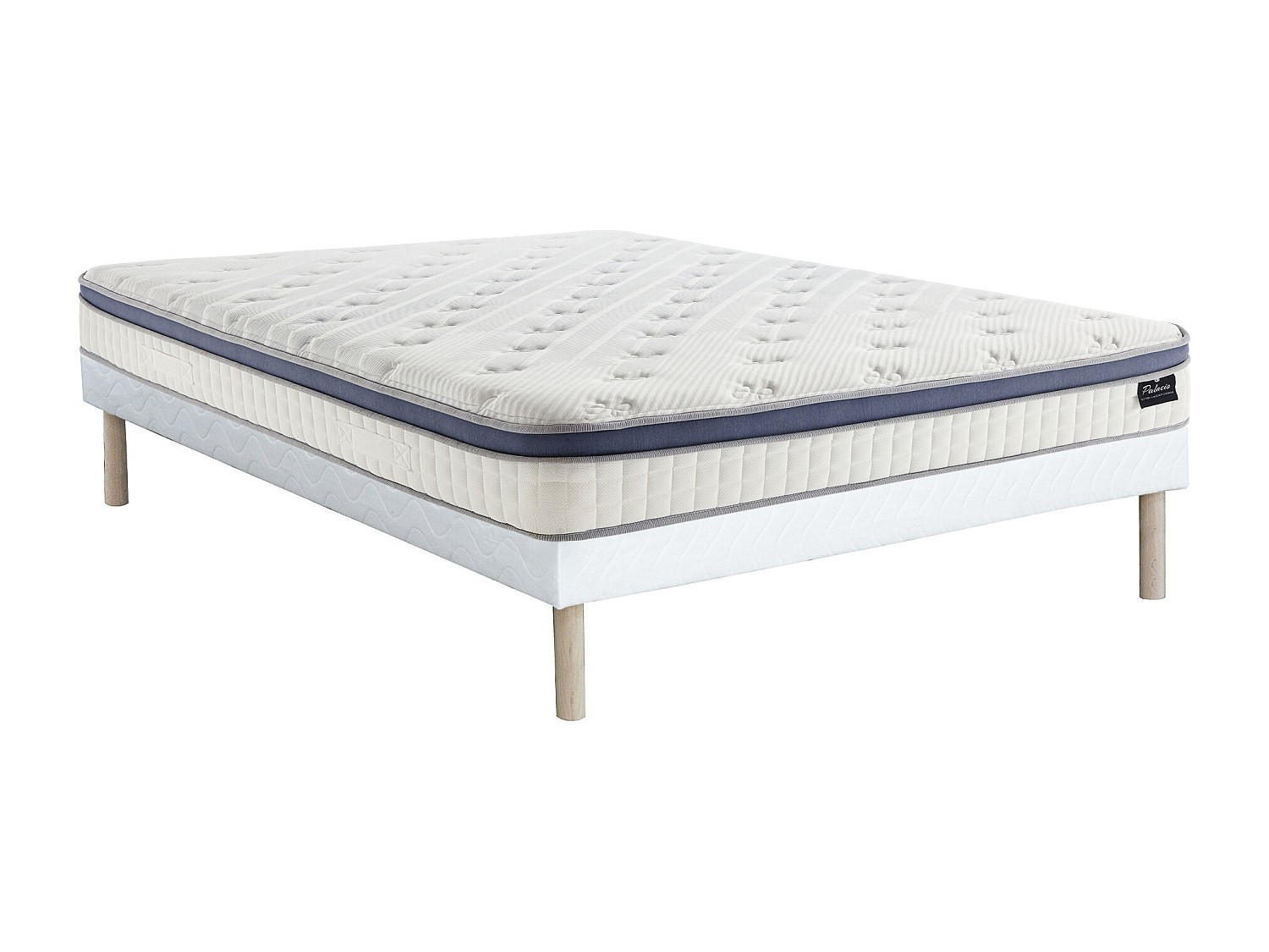 MATRATZE und Bettgestell mit Lattenrost und Stoffbezug - 2 Personen - stoff - weiß Malao - Weiß, Holz/Textil (160/200cm) - Vente-Unique