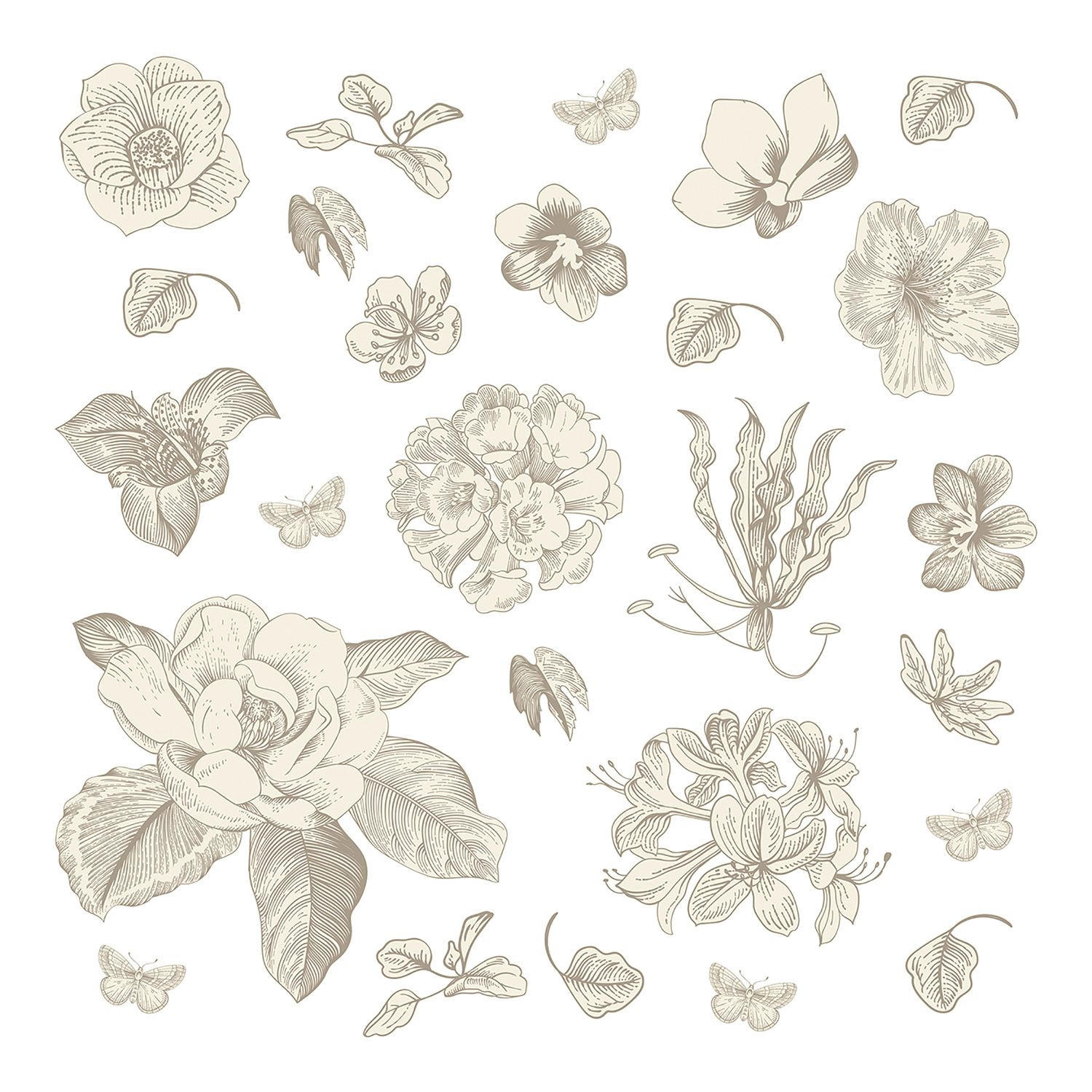 WANDTATTOO Blumen 30 x 30 cm - Grau, Papier (30/30/30cm) - Sanders & Sanders