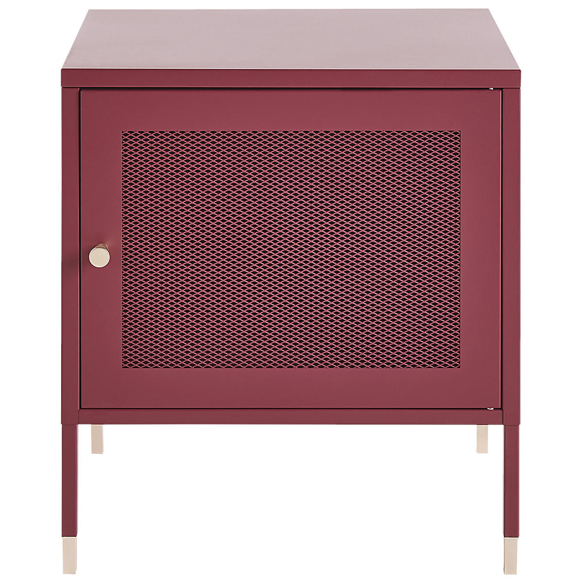 NACHTTISCH Metall dunkelrot 45/35/51 cm Ossett - Rot, Metall (45/51/35cm) - Beliani