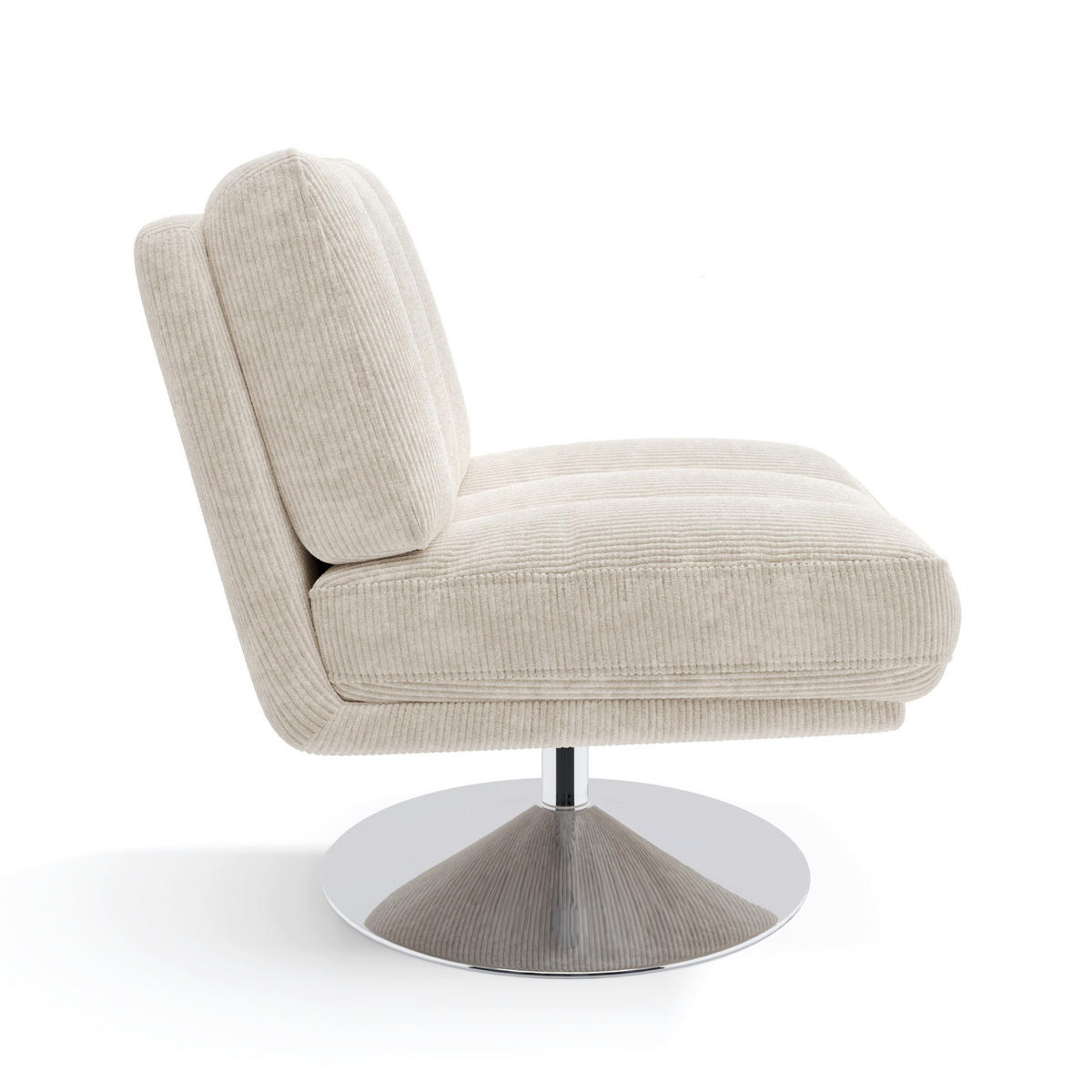 SESSEL Gerippter Samt Ecru 60.11cm - Creme, Textil (60/80/74cm) - Sia Home