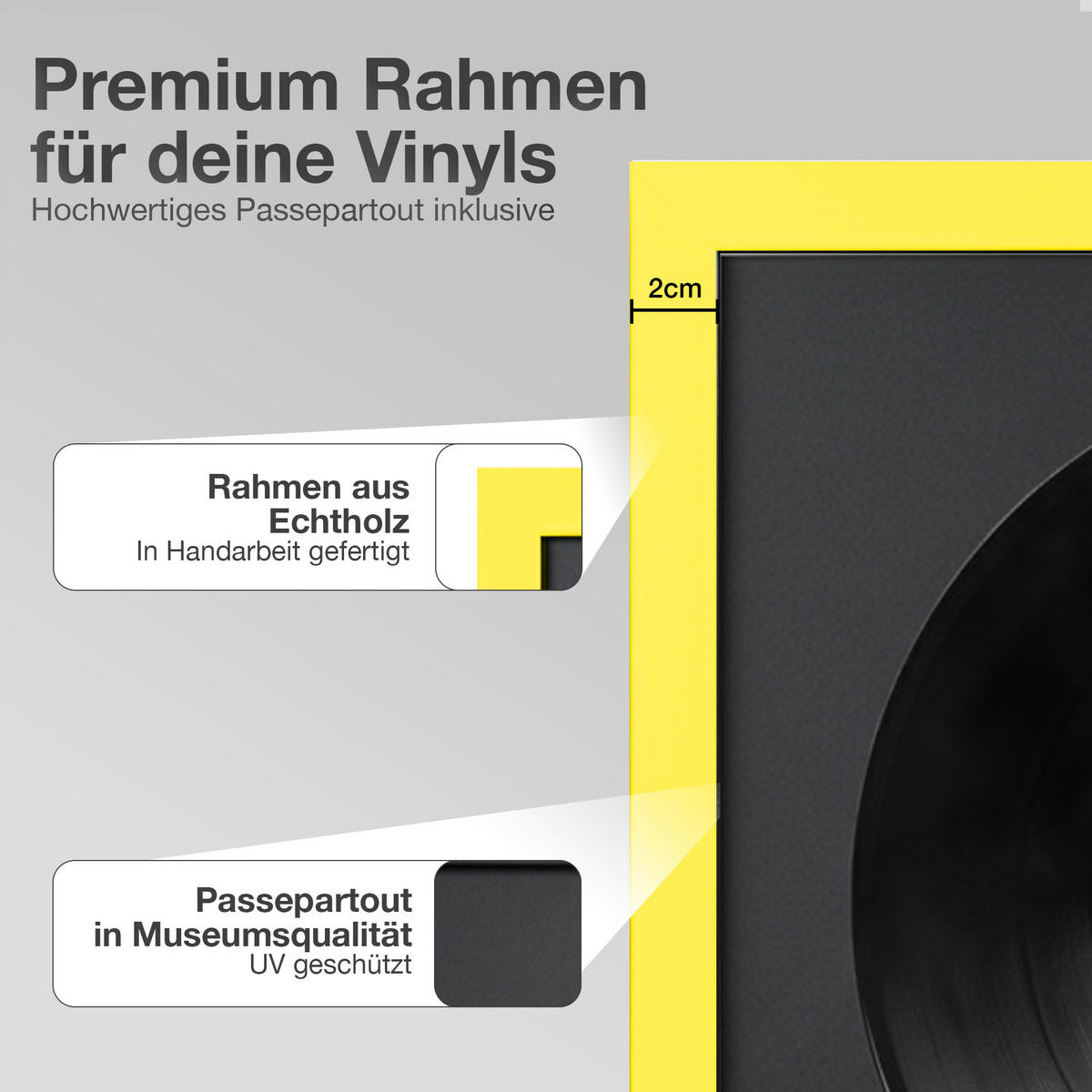 SCHALLPLATTEN RAHMEN 40/40 für die Vinyl - Gelb, Holz (40/40cm) - K-Möbel
