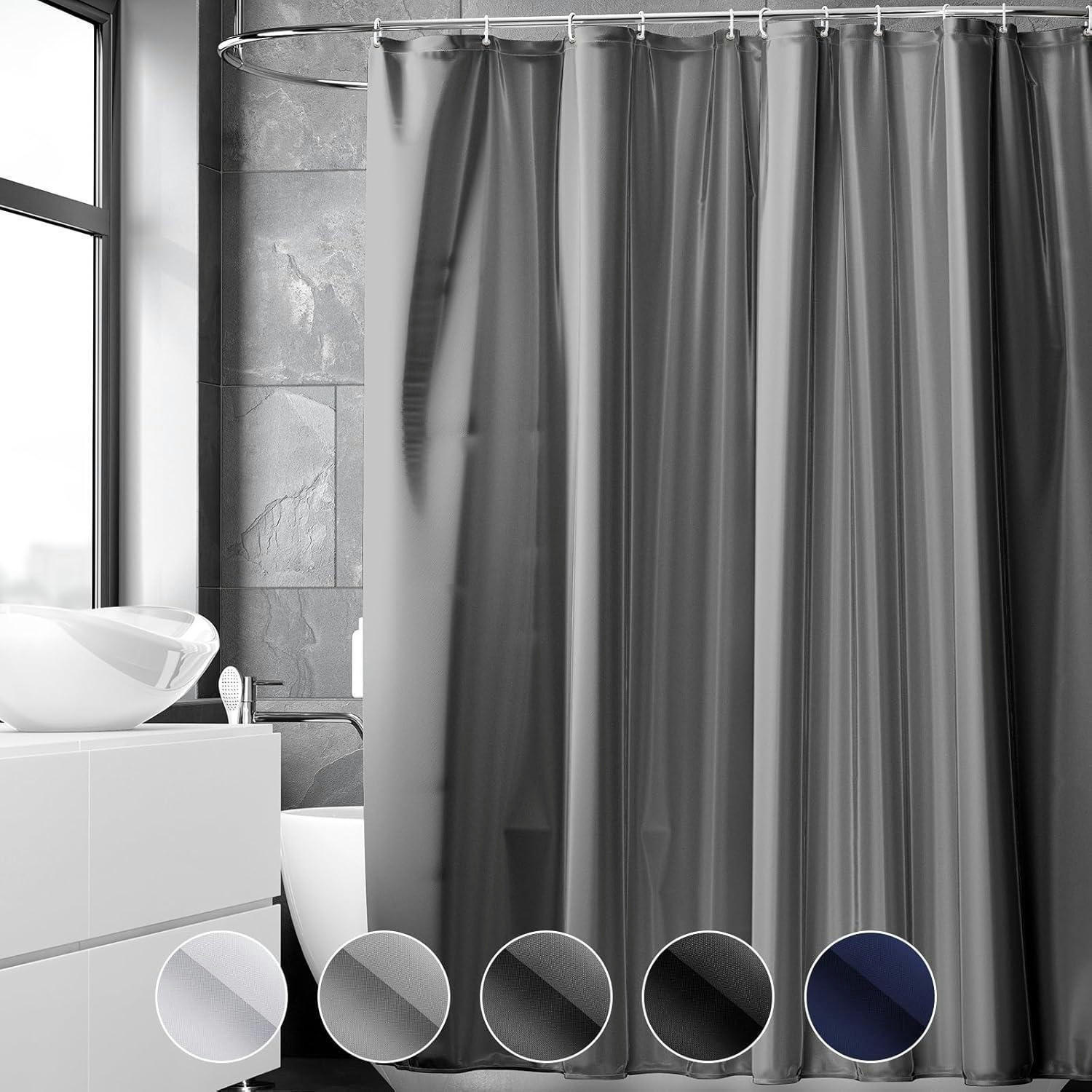 DUSCHVORHANG 180 x 220 cm Dunkelgrau Wasserabweisend Anti-Schimmel - Anthrazit, Textil (180/220cm)