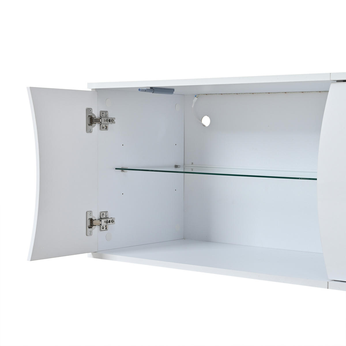 TV-SCHRANK weiß aus Spanplatte mit Hochglanzoberfläche und App-gesteuerter USB-LED 180 × 40 × 45 cm - Weiß, Holzwerkstoff (180/45/40cm) - Luhomfu