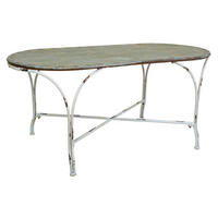 BEISTELLTISCH aus Metall, grau, 121x65x52cm - Grau, Metall (65/120.5/52cm) - Wanderlust