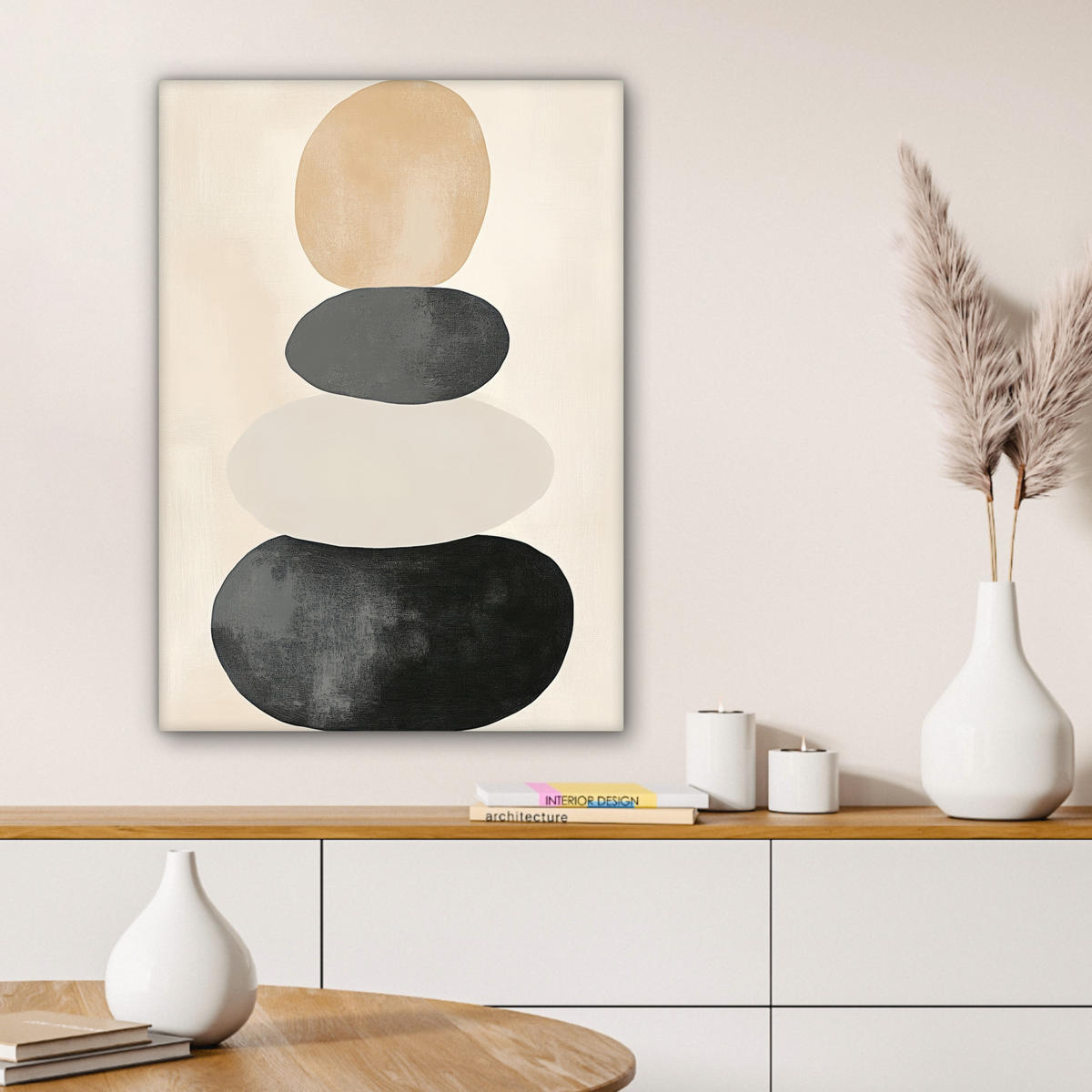 LEINWANDBILD Japandi - Wabi sabi - Beige 60x80 cm - Taupe, Textil (60/80cm) - MuchoWow
