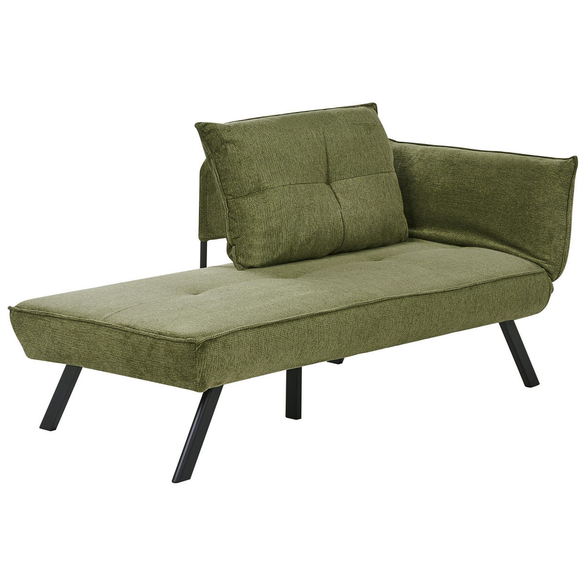 ČALOUNĚNÉ lehátko chaise longue pravostranné Zelené Rocamadour - černá/zelená barva, textil (150/83/72cm) - Beliani