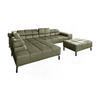 ECKSOFA NELSON Grün Leder - Schwarz/Olivgrün, Leder/Metall (321/216cm) - KAWOLA