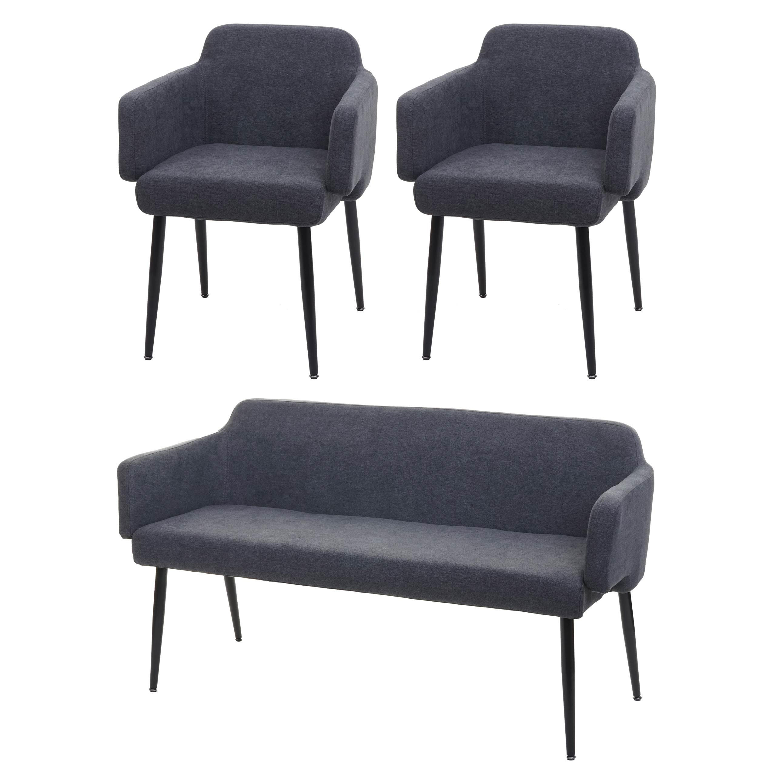 ESSZIMMER-SET Anthrazit 3er-Set - Anthrazit, Textil (133/77/56cm) - MCW