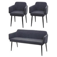 ESSZIMMER-SET Anthrazit 3er-Set - Anthrazit, Textil (133/77/56cm) - MCW