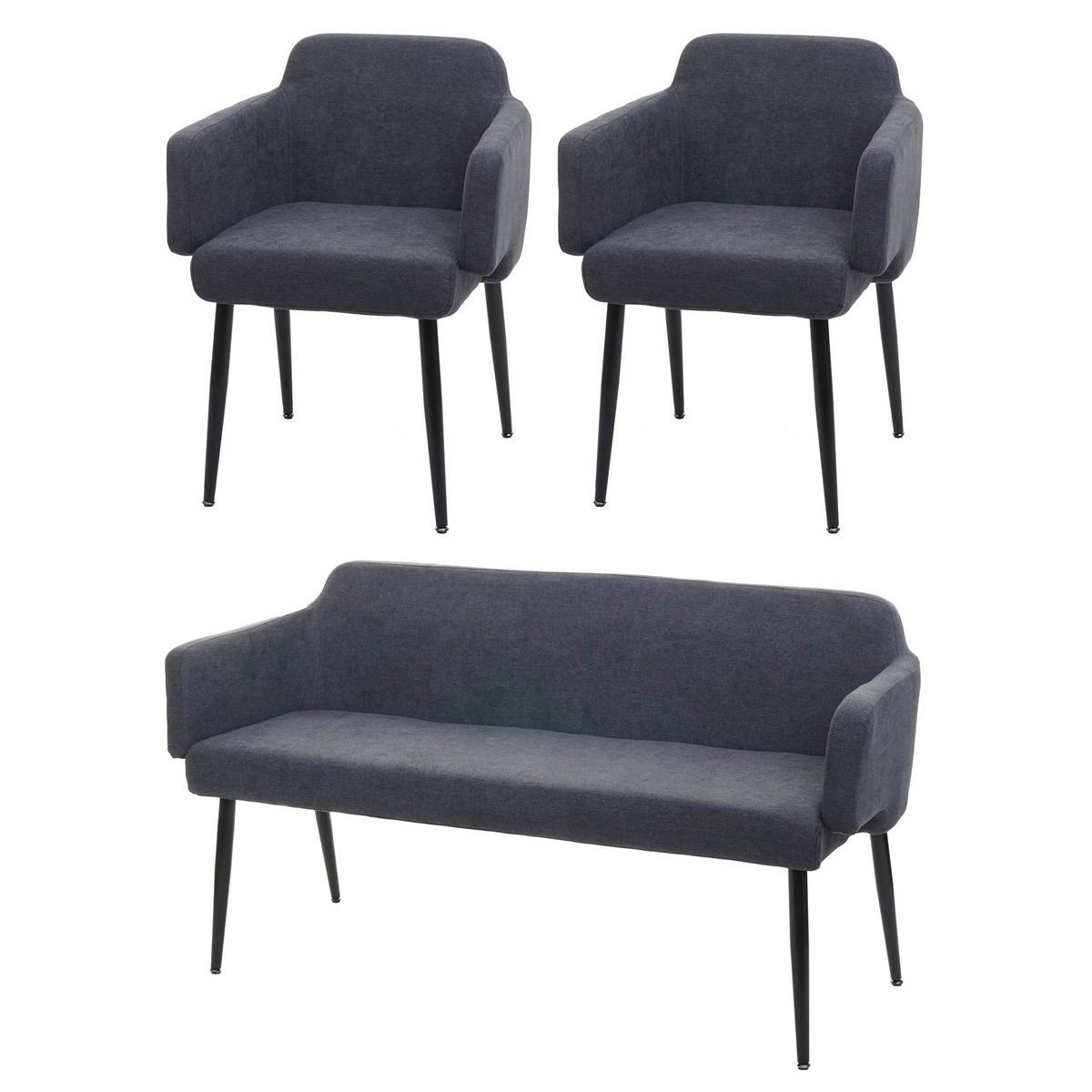 ESSZIMMER-SET Anthrazit 3er-Set - Anthrazit, Textil (133/77/56cm) - MCW