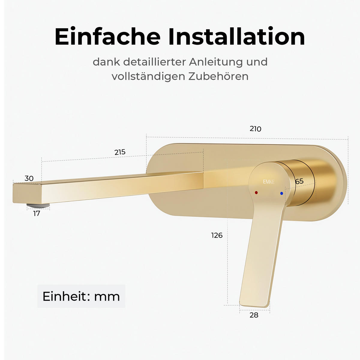 WASCHTISCHARMATUR mit Luftsprudler Messing Champagnergold - Goldfarben, Metall (21/7/28.8cm) - EMKE
