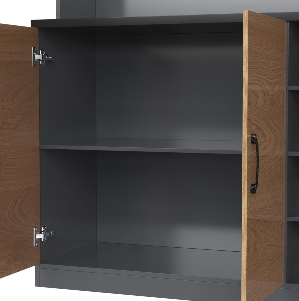 BUFFET Aufbewahrungsschrank 100x47x187cm Natur mit Glas & LED Beleuchtung - Naturfarben, Holzwerkstoff (100/187/47cm) - Modfu