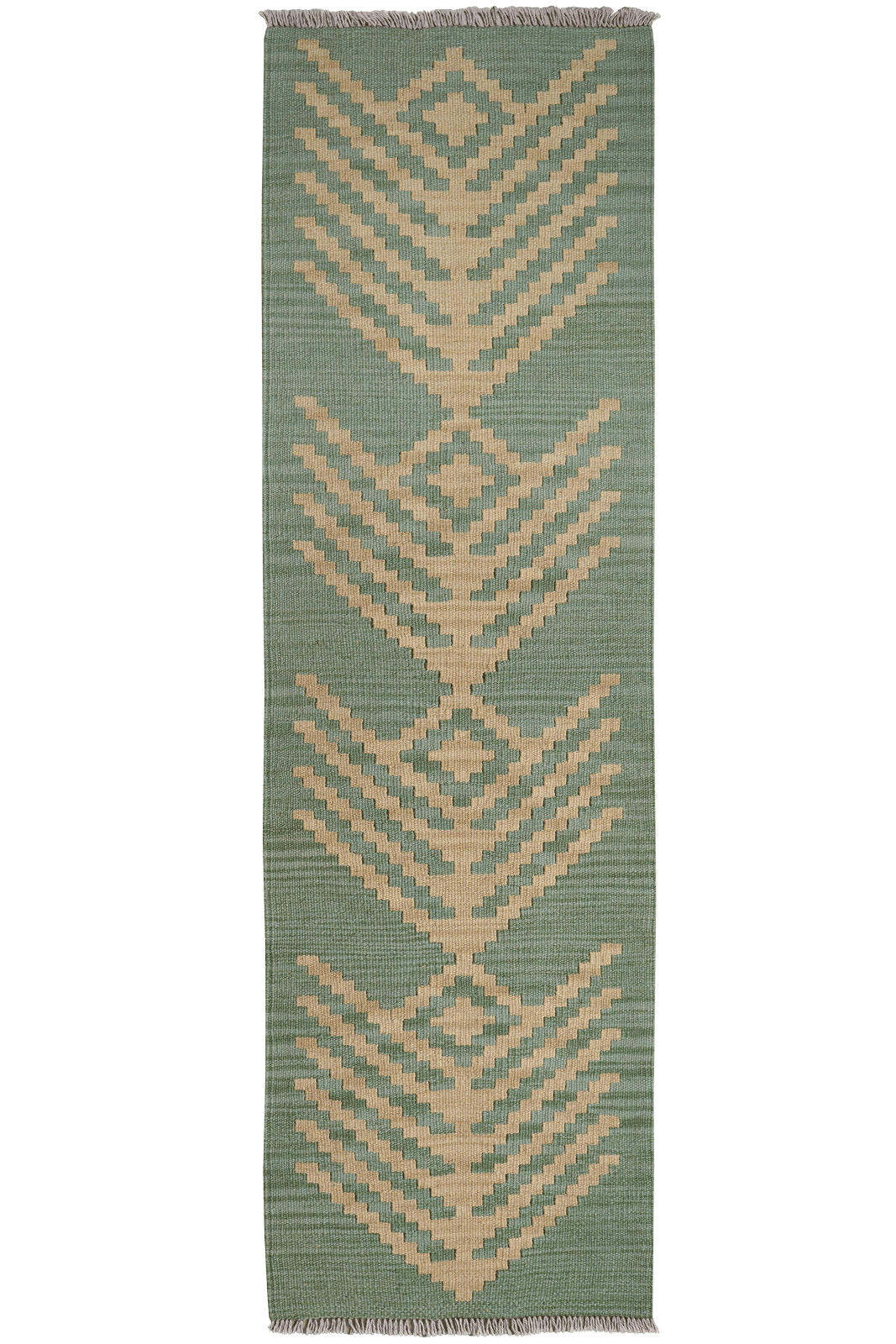 KELIM-LÄUFER handgewebt Gashgai Grün 190/57 cm Schurwolle - Grün, Textil (57/190cm) - Looma