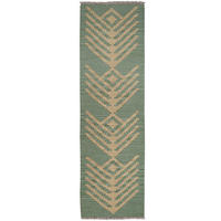 KELIM-LÄUFER handgewebt Gashgai Grün 190/57 cm Schurwolle - Grün, Textil (57/190cm) - Looma