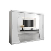 SCHWEBETÜRENSCHRANK 200/250/62 2-türig - Silberfarben/Weiß, Holz/Kunststoff (250/200/62cm) - Abiks Möbel