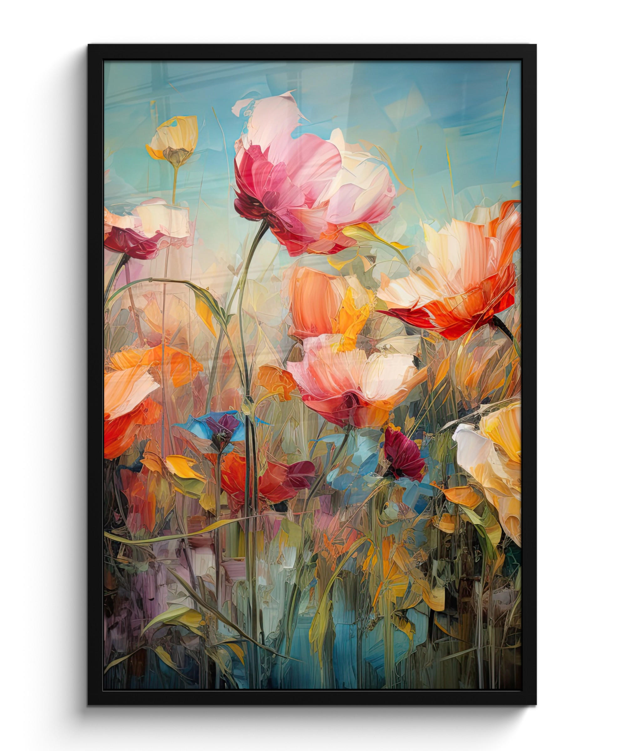 POSTER MIT RAHMENGERAHMTES BILD Blumen - Aquarell - Kunst - Botanisch - Natur 60x90 cm - Orange, Papier (60/90cm) - MuchoWow